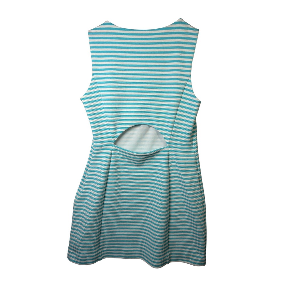 Lilly Pulitzer Shift Dress Womens L Blue Excellent Striped Cutout Sleeveless